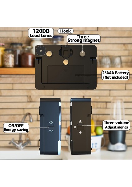 Mutfak Zamanlayıcısı, 120DB LED Ekranlı 120DB Yüksek Sesle Dijital Mutfak Zamanlayıcı Geri Sayımı, Count Up Countdown Manyetik Sayım Zamanlayıcısı (Yurt Dışından) modelleri