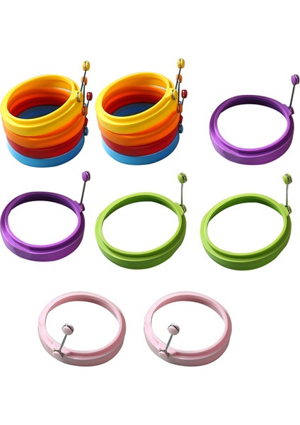 14 Adet Yedi Renkli Yuvarlak Silikon Yumurta Üreticisi Gözleme Kalıp Alet Haşlanmış Yumurta Kalıp Yumurta Halka Kalıp Pişirme Için (Yurt Dışından)