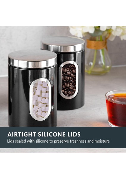3pc Mutfak Tanister Seti -Şeker, Çay, Kahve, Vb. Için Uygun Güvenli Kapaklar ve Izleme Penceresi -Multi Gıda Depolama Kavanozları (Yurt Dışından) modelleri