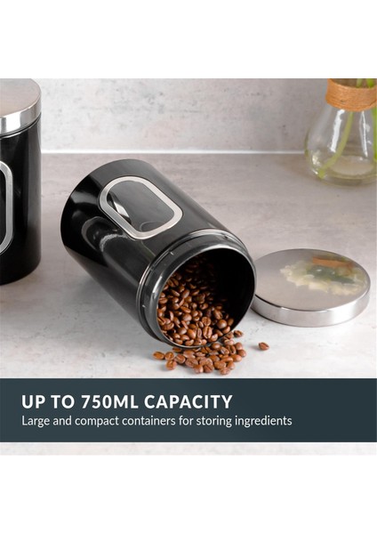 3pc Mutfak Tanister Seti -Şeker, Çay, Kahve, Vb. Için Uygun Güvenli Kapaklar ve Izleme Penceresi -Multi Gıda Depolama Kavanozları (Yurt Dışından) fırsatları