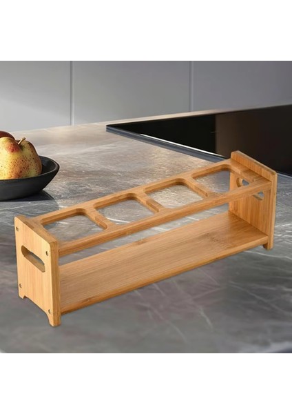 Ahşap Yağ Şişesi Ekran Standı 4 Delikli Mutfak Sayacı Yağ Şişesi Depolama Rafı Çok Işlevli Depolama Rafı Anti Kayma (Yurt Dışından) fırsatları