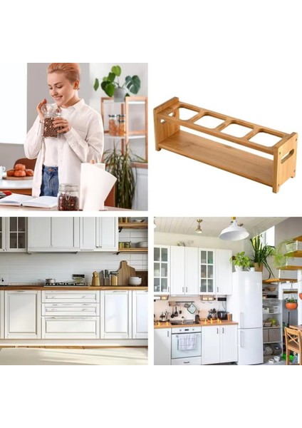 Ahşap Yağ Şişesi Ekran Standı 4 Delikli Mutfak Sayacı Yağ Şişesi Depolama Rafı Çok Işlevli Depolama Rafı Anti Kayma (Yurt Dışından) indirimleri