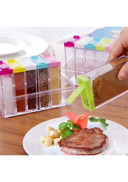 Baharat Kavanoz Seti Tuzlu Biber Baharat Şişesi Renkli Kapak Mutfak Baharat Şişesi Depolama Konteyner Baharat Rafı (Yurt Dışından) fırsatları