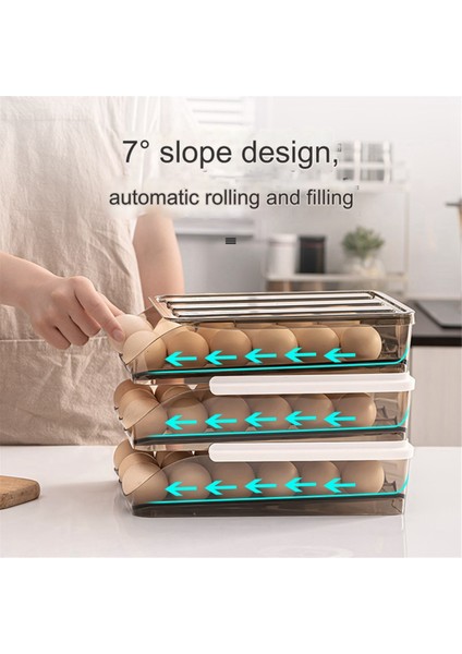 Buzdolabı Için Yumurta Tutucu, Buzdolabı Için Otomatik Yuvarlanan Yumurta Kabı, Istiflenebilir Buzdolabı Organizatörleri ve Depolama+Kapak, Bir (Yurt Dışından) fırsatları