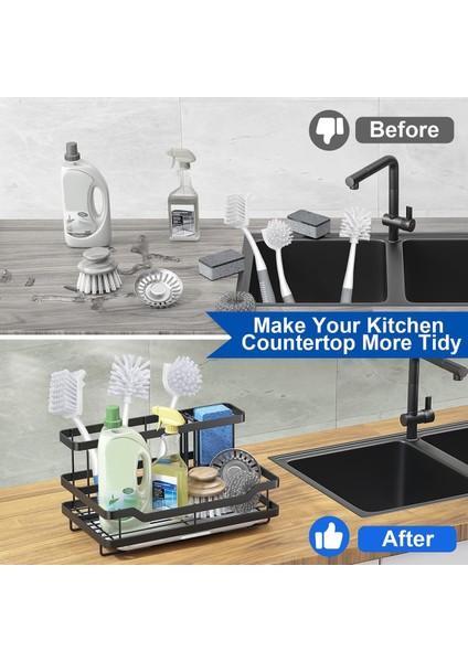Mutfak Lavabo Depolama Rafı Paslanmaz Çelik Mutfak Lavabo Tezgah Depolama Tutucu Çok Fonksiyonlu Sünger Havlu Tahliye Tutucu (Yurt Dışından) indirimleri