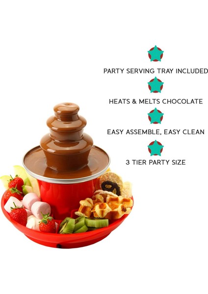 Servis Tepsisi Dahil Çikolata Çeşmesi Mini Fondü Seti, Sıcak Eritme Kabı Tabanı ile Elektrikli 3 Katmanlı Makine.eu Fiş (Yurt Dışından) fiyatları