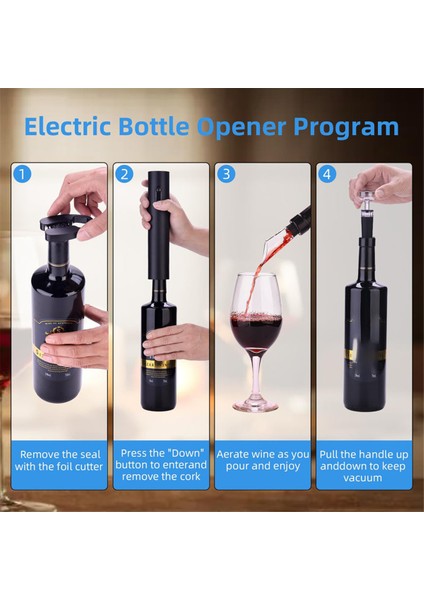 Elektrikli Şarap Açıcı Set Şarap Şişesi Açıcı Set Pil Şarap Elektrikli Açıcı Koruma Durdurucular Şarap Dispenser (Yurt Dışından) fırsatları