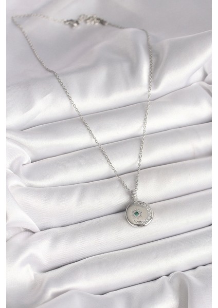 316L Çelik Gümüş Renk Zincir Madalyon Zirkon Taşlı Işlemeli Hilal Yıldız Model Kadın Kolye fiyatları