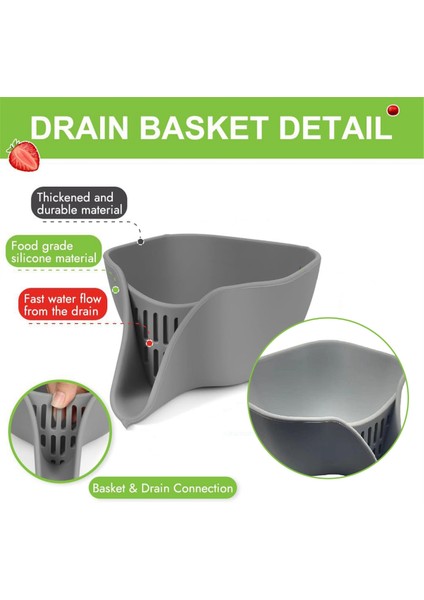 Çok Fonksiyonlu Silikon Tahliye Sepeti, Makarna Için Lavabo Filtre Sepeti, Yıkanmış Meyveler, Sebzeler ve Salatalar. (Yurt Dışından) modelleri