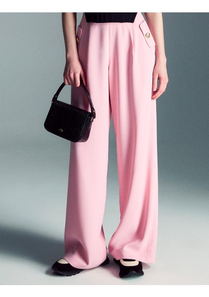 Lissa Krep Pembe Kadın Pantolon