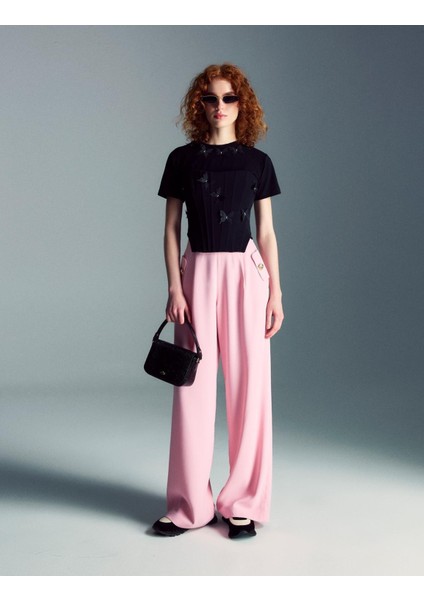 Lissa Krep Pembe Kadın Pantolon modelleri