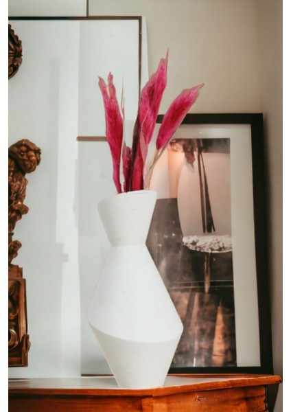 Dekoratif Vazo El Yapımı Beyaz Renk Model 2 modelleri