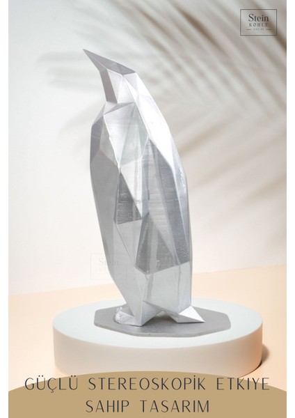 Dekoratif Penguen Biblo Heykel El Yapımı Hediyelik Süs Eşyası Poly Model Tasarım Ürünü