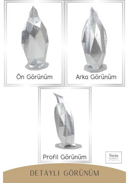 Dekoratif Penguen Biblo Heykel El Yapımı Hediyelik Süs Eşyası Poly Model Tasarım Ürünü