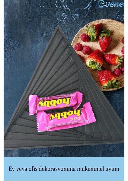 Şekerlik Siyah Renk Sunumluk Drajelik Dekoratif Tabak Üçgen Model