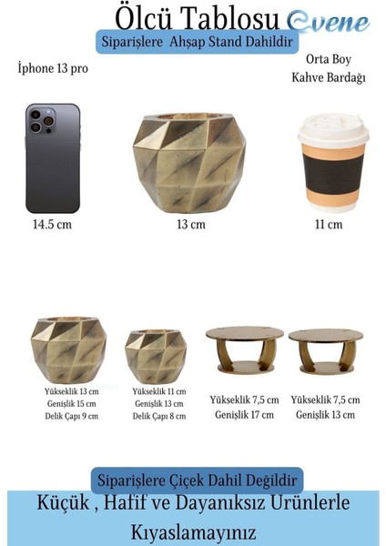 Ahşap Ayaklı Beton Saksı Büyük Boy Set 2 Adet Dönen Poly Model