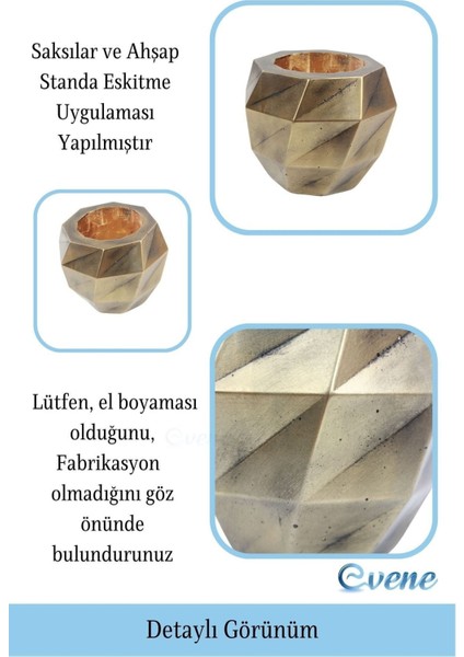 Ahşap Ayaklı Beton Saksı Büyük Boy Set 2 Adet Dönen Poly Model