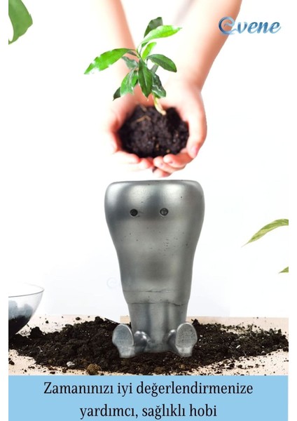 Ahşap Ayaklı Beton Saksı Büyük Boy Set 2 Adet Havuç Model
