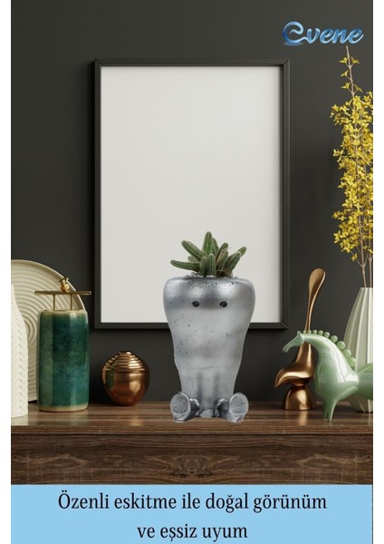 Ahşap Ayaklı Beton Saksı Büyük Boy Set 2 Adet Havuç Model