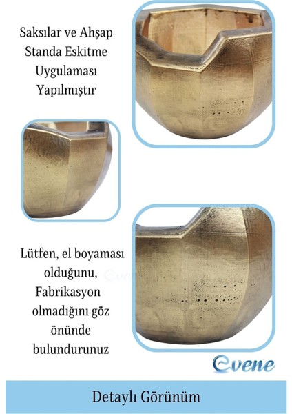 Ahşap Ayaklı Beton Saksı Büyük Boy Set 3 Adet Önü Açık Model