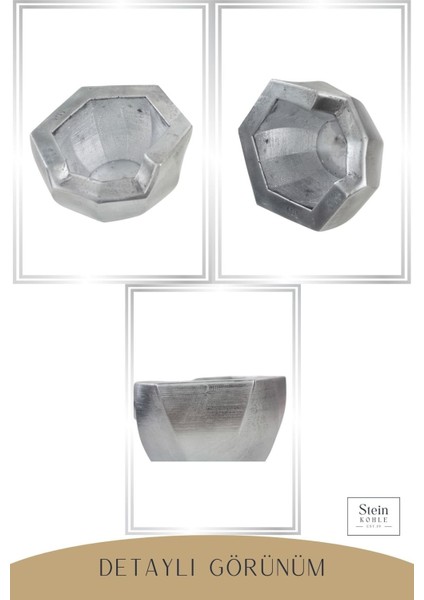 Ayaklı Saksı Ahşap Dekoratif Kaktüs Saksısı 1 Adet Gümüş Renk Eskitme Uygulamalı Önü Açık Model