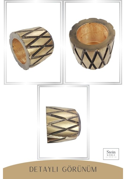 Ayaklı Saksı Ahşap Büyük Boy 1 Adet Altın Renk Eskitme Uygulamalı Baklava Model