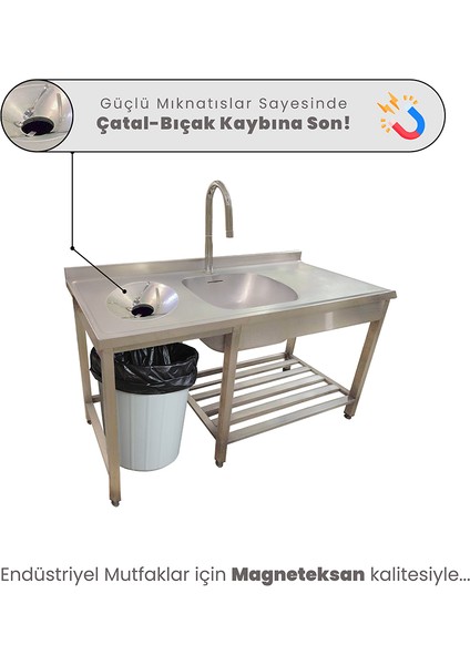 Magneteksan Kaliteli Mıknatıs AVM Endüstriyel Mutfak Manyetik Tutucu – Tek Mıknatıslı Çöp Kovası Metal Gereç Tutucu