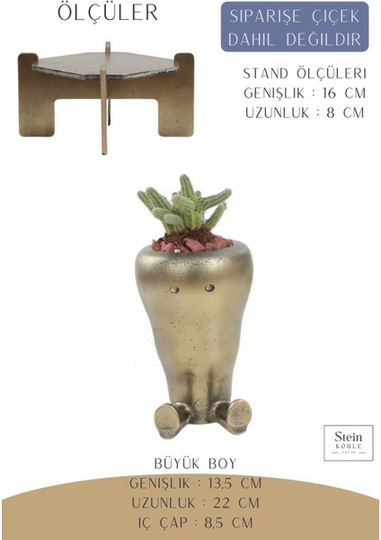 Ayaklı Saksı Ahşap Büyük Boy 1 Adet Altın Renk Eskitme Uygulamalı Havuç Model