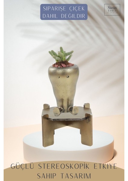 Ayaklı Saksı Ahşap Büyük Boy 1 Adet Altın Renk Eskitme Uygulamalı Havuç Model