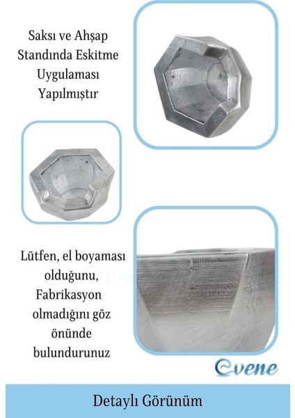 Ahşap Ayaklı Beton Saksı Büyük Boy 1 Adet Önü Açık Model
