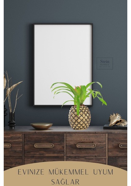 Çiçek Saksısı Büyük Boy 1 Adet Altın Renk Eskitme Uygulamalı Ananas Model