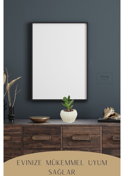 Dekoratif Saksı Minik Kaktüs Saksısı Derin Çizgili Spiral Model