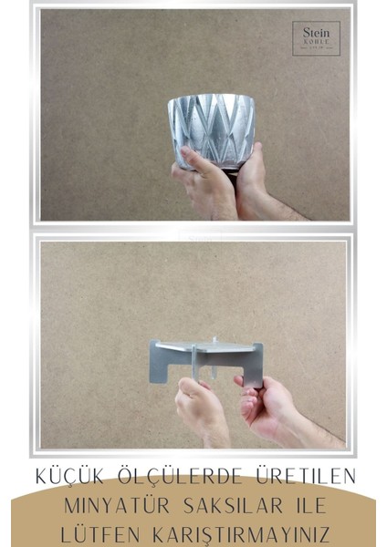 Çiçek Saksısı Büyük Boy 3 Adet Gümüş Renk Uygulamalı Baklava Model