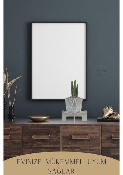 Çiçek Saksısı Büyük Boy 3 Adet Gümüş Renk Uygulamalı Baklava Model