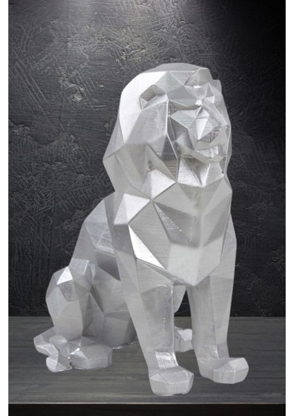 Dekoratif Aslan Biblo Heykel El Yapımı Hediyelik Süs Eşyası Poly Model Tasarım Ürünü