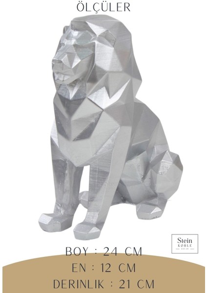 Dekoratif Aslan Biblo Heykel El Yapımı Hediyelik Süs Eşyası Poly Model Tasarım Ürünü