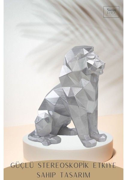 Dekoratif Aslan Biblo Heykel El Yapımı Hediyelik Süs Eşyası Poly Model Tasarım Ürünü