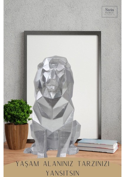 Dekoratif Aslan Biblo Heykel El Yapımı Hediyelik Süs Eşyası Poly Model Tasarım Ürünü