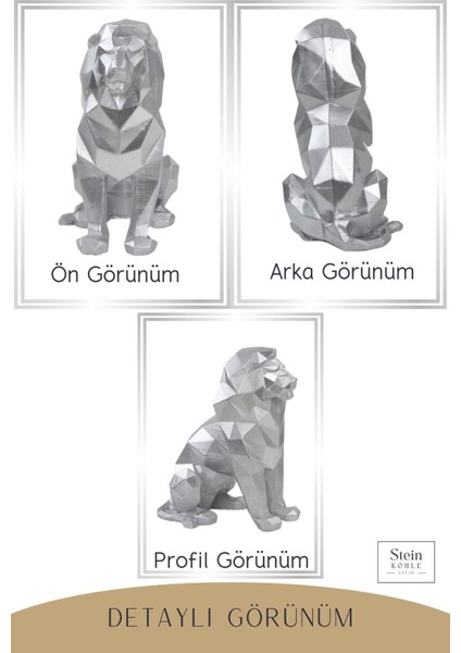 Dekoratif Aslan Biblo Heykel El Yapımı Hediyelik Süs Eşyası Poly Model Tasarım Ürünü