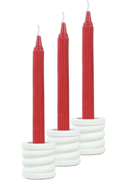 Mumluk Şamdan 3 Adet Tealight ve Ince Mum Uyumlu Spiral Model