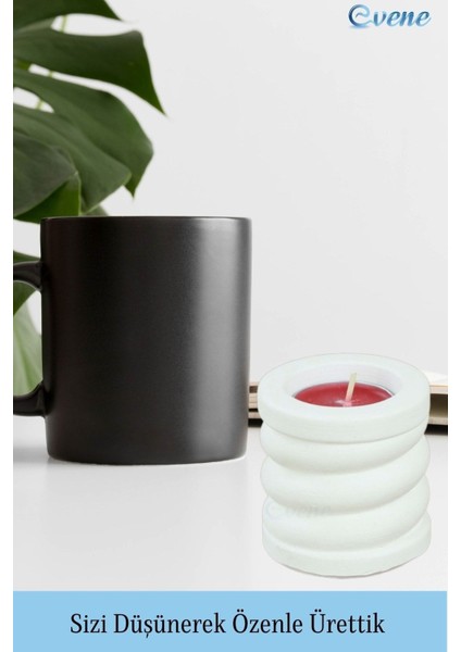 Mumluk Şamdan 3 Adet Tealight ve Ince Mum Uyumlu Spiral Model