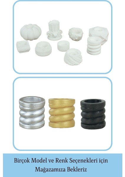 Mumluk Şamdan 3 Adet Tealight ve Ince Mum Uyumlu Spiral Model