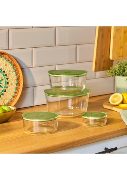 Green Yuvarlak Cam Saklama Kabı 850 ml fırsatları