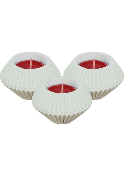 Mumluk Şamdan 3 Adet Tealight Uyumlu Elmas Çizgili Model
