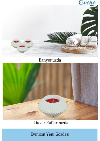 Mumluk Şamdan 3 Adet Tealight Uyumlu Elmas Çizgili Model