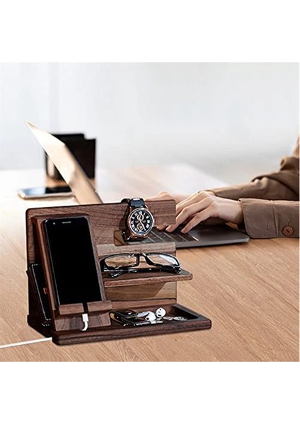 2pcs Ahşap Telefon Yerleştirme Istasyonu Cüzdan Standı Saatler Çantalı Tutucu Masası Organizatör (Yurt Dışından) modelleri