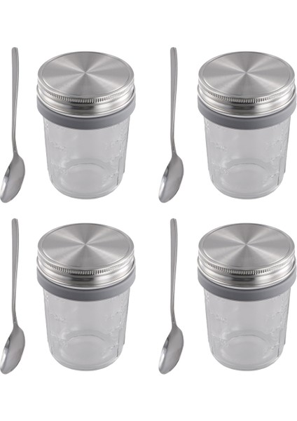 Mason Kavanozlar Gecelik Yulaflar Için 4 Paket 350ML Gece Yulaf Yulaf Kavan Ile Kavanoz ve Hava Geçirmez Paslanmaz Çelik Kapaklar Kahvaltı Potları (Yurt Dışından) fiyatları