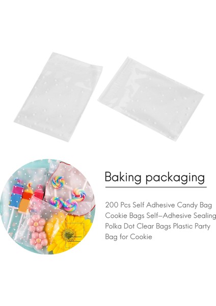 200 Pcs Kendinden Yapışkan Şeker Çantası Kurabiye Çantaları Kendi Yapışkan Sızdırmazlık Polka Dot Clear Çantalar Plastik Parti Çantası Kurabiye (Yurt Dışından) fırsatları