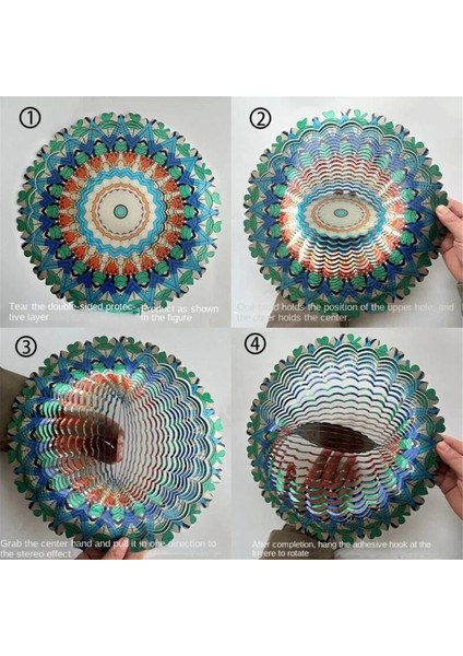 3D Renkli Demir Rüzgar Zil, Mandala Desen 3D Döner, Duvar Asılı Dekoratif Sanat Yel Değirmen Ev Dekorasyon C (Yurt Dışından) indirimleri