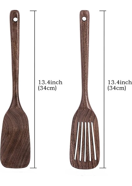 Ahşap Spatula ve Yemek Yemekleri Için Yuvalı Spatula, Siyah Ceviz Uzun Tutuklu Ahşap ve Yapışmaz Tencere Için Yuvalı Turner (Yurt Dışından) fiyatları